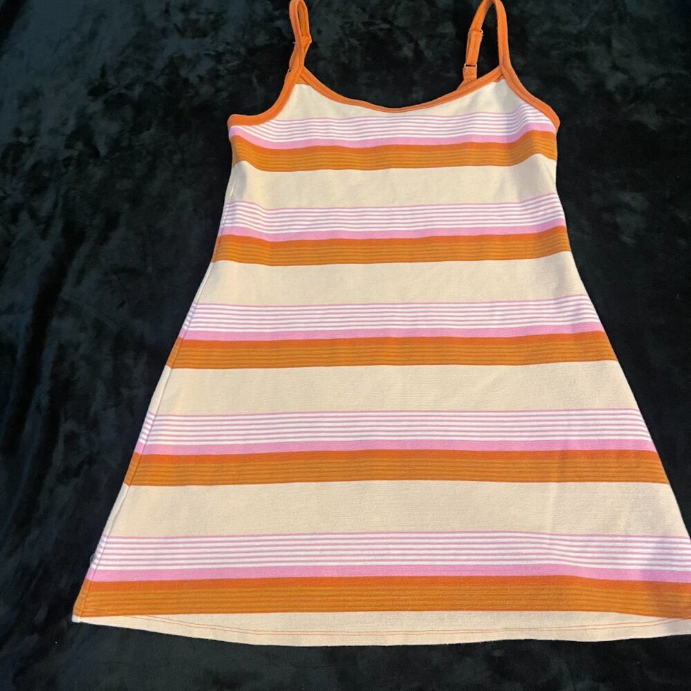 American Eagle Striped Mini Dress M Orange Pink NWOT - Picture 3 of 9